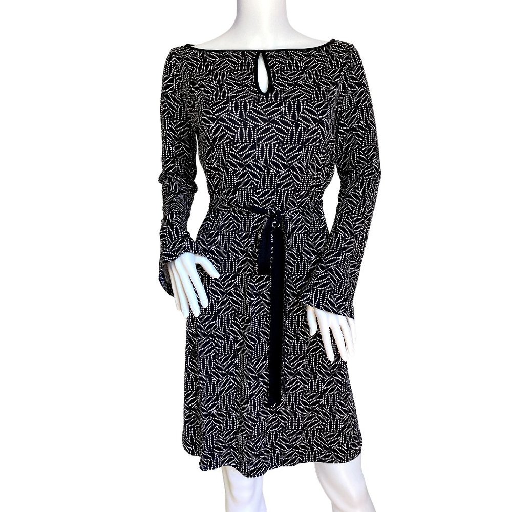 Flora Kung black white rice print Silk Jersey Isa dress NWT